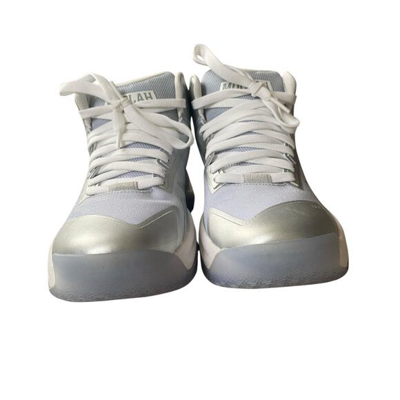 Moolah womens size 8 triple double glitch mode metallic silver high top sneakers - Picture 5 of 10